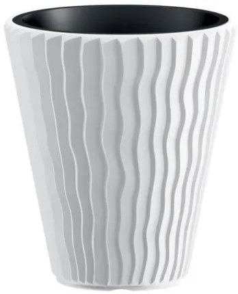 Ghiveci decorativ de flori, rotund, alb, 29.7x33 cm, Sandy