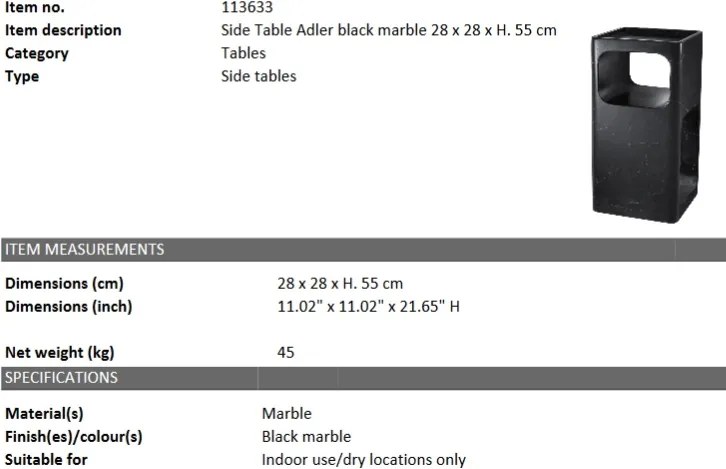 Masuta laterala design LUX Adler negru 113633 HZ