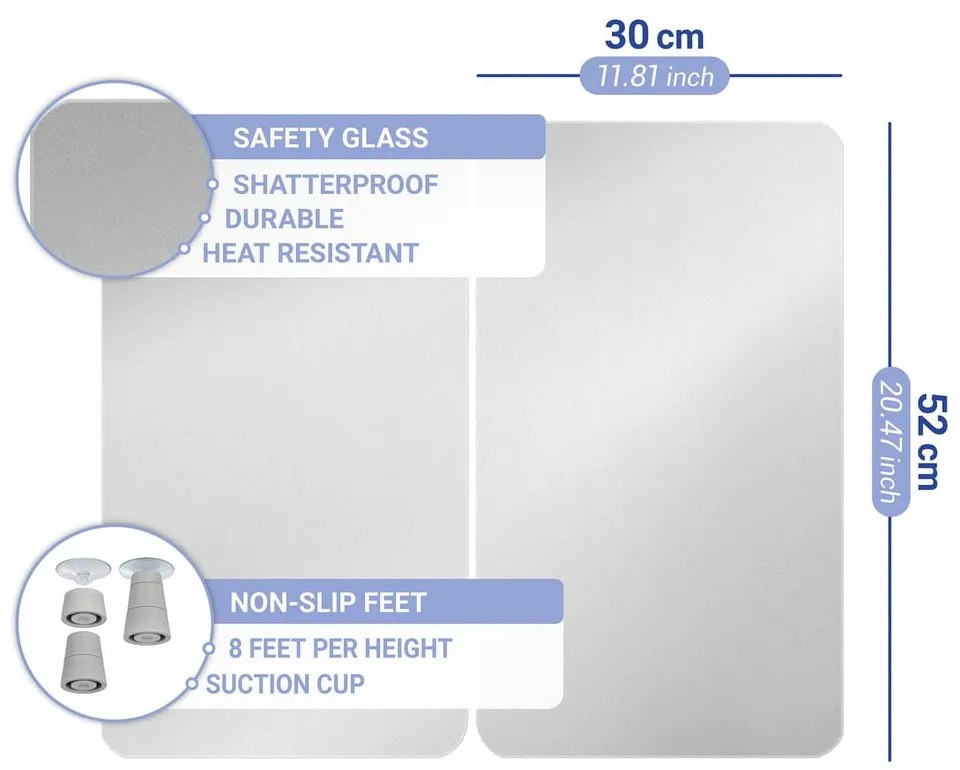 Set 2 protecții din sticlă pentru aragaz Wenko Universal Silver