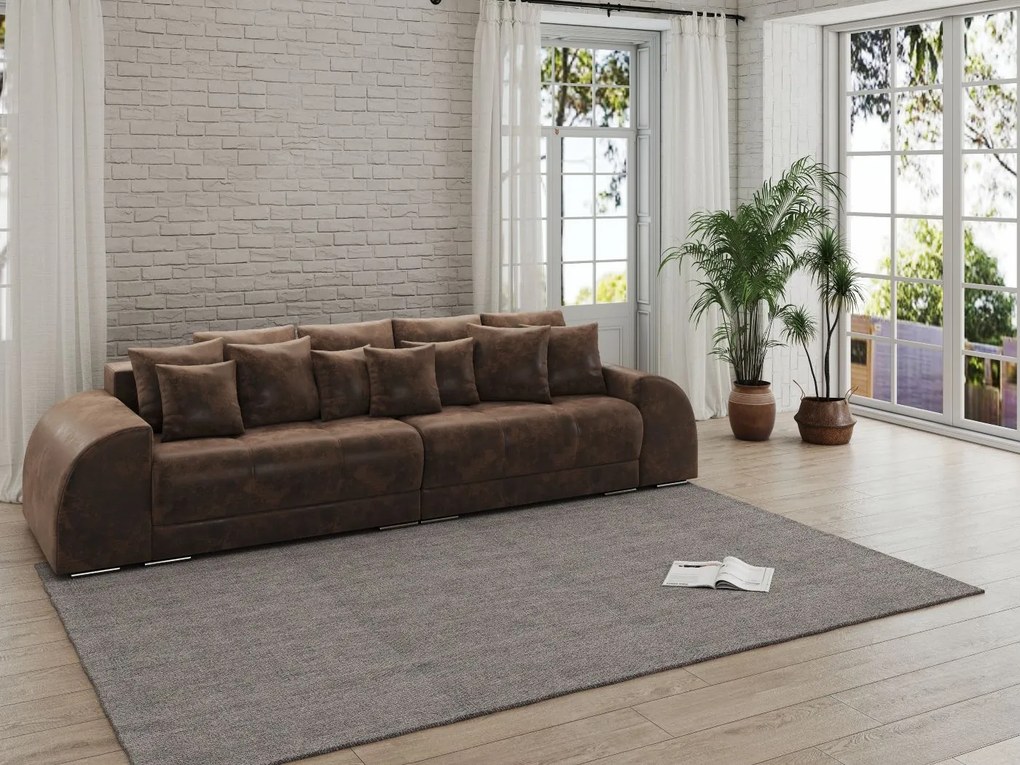 Canapea extensibilă dumonde cu 2 lăzi de depozitare si sezut confortabil din spuma high-density,Verona Madagaskar Brown 310x100 cm