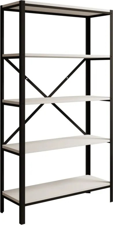 Raft metalic pentru carti, 80x146.8x30 cm, Rene, ADRK Furniture (Culoare: Negru / Negru)