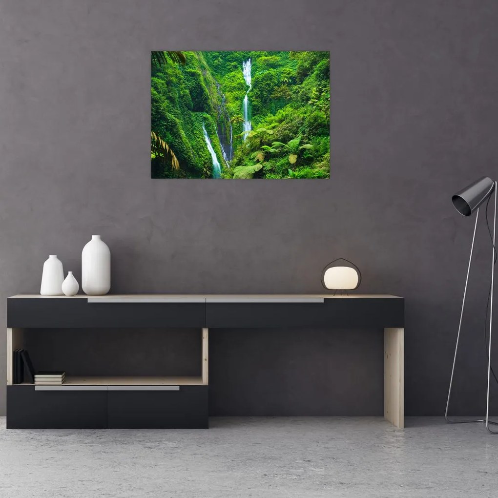 Tablou pe sticlă - Cascada Madakaripura, Java de Est, Indonezia (70x50 cm)