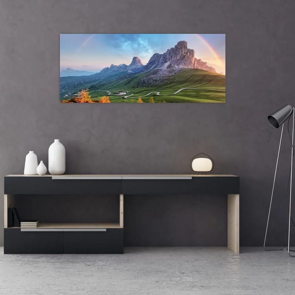 Tablou cu curcupeu deasupra stâncilor (120x50 cm)