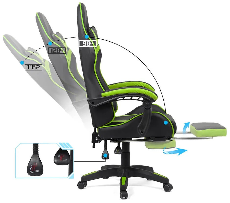 Scaun gaming OFF 299 verde cu negru