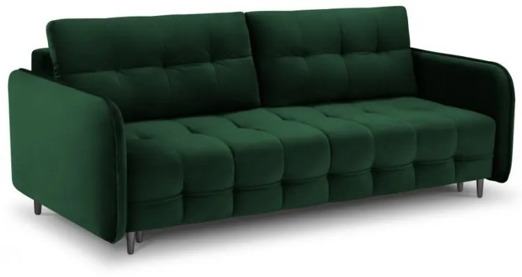 Canapea extensibila Scaleta cu 3 locuri, tapiterie din catifea si picioare din metal negru, verde inchis