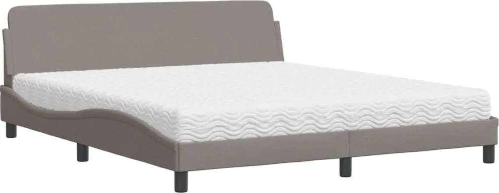 vidaXL Pat cu saltea, Dover, gri taupe, 180x200 cm, textil