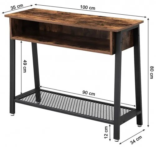 Masa Consola Vintage, Maro Rustic, 100 x 34 x 80 Cm