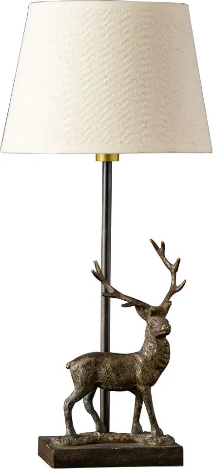 Lampa de masa, din alama, cu abajur din in, Deer