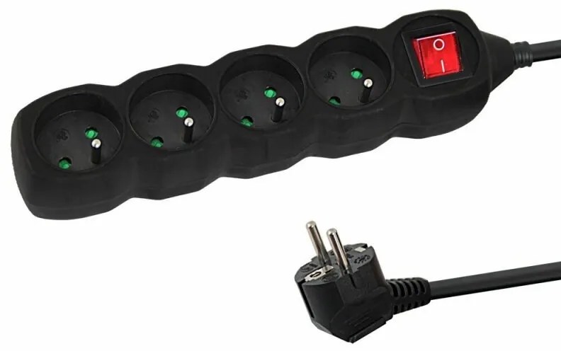 Prelungitor Esperanza ELK213K switch ON/OFF 4 prize 3m Negru