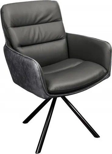 Set de 2 scaune pivotante Big George, microfibra/ piele gri