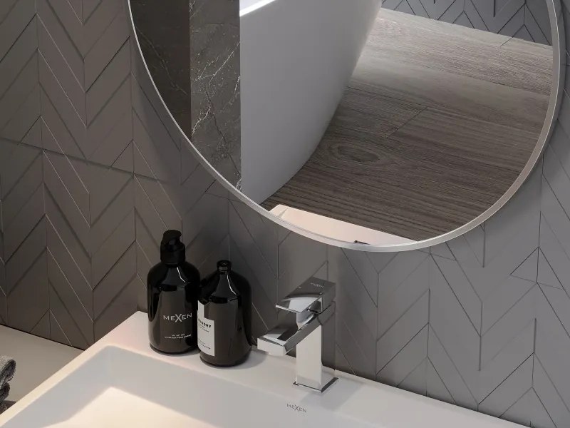 Mexen Loft oglindă de baie rotundă 50 cm, ramă inox - 9850-050-050-000-10