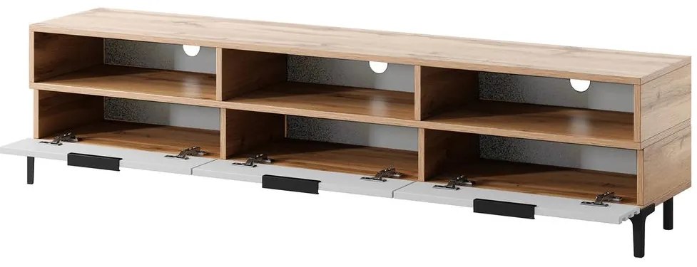 Masă TV Ricko 3D (stejar natural + alb). 1098752