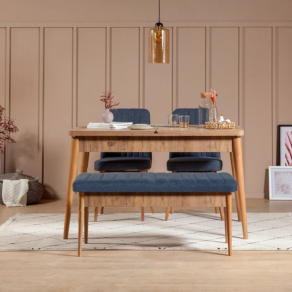 Set mobilier sufragerie Vlasta 1 (pin atlantic + albastru închis) (pentru 4 persoane). 1072179
