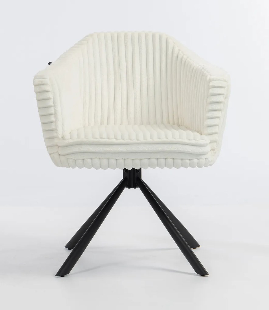 HR832 BAZĂ STEA Scaun Alb Teddy Cord cu Bază Neagră