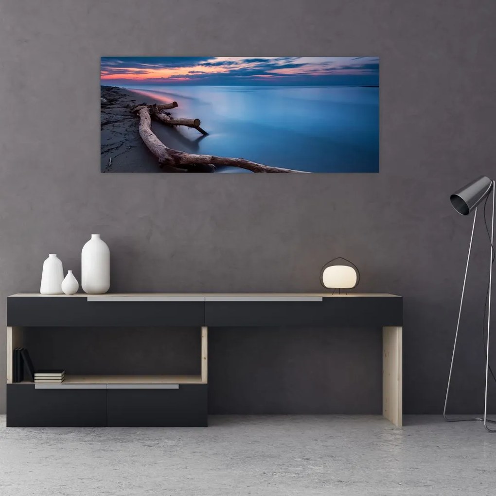 Tablou cu plaja în apus de soare (120x50 cm)