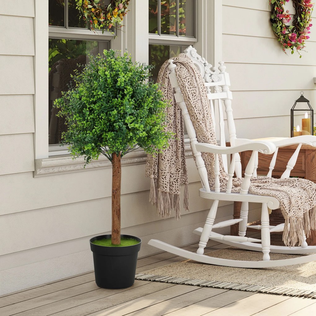 HOMCOM Plantă artificială Buxus 90cm, Plantă artificială în ghiveci de plastic pentru living | Aosom Romania