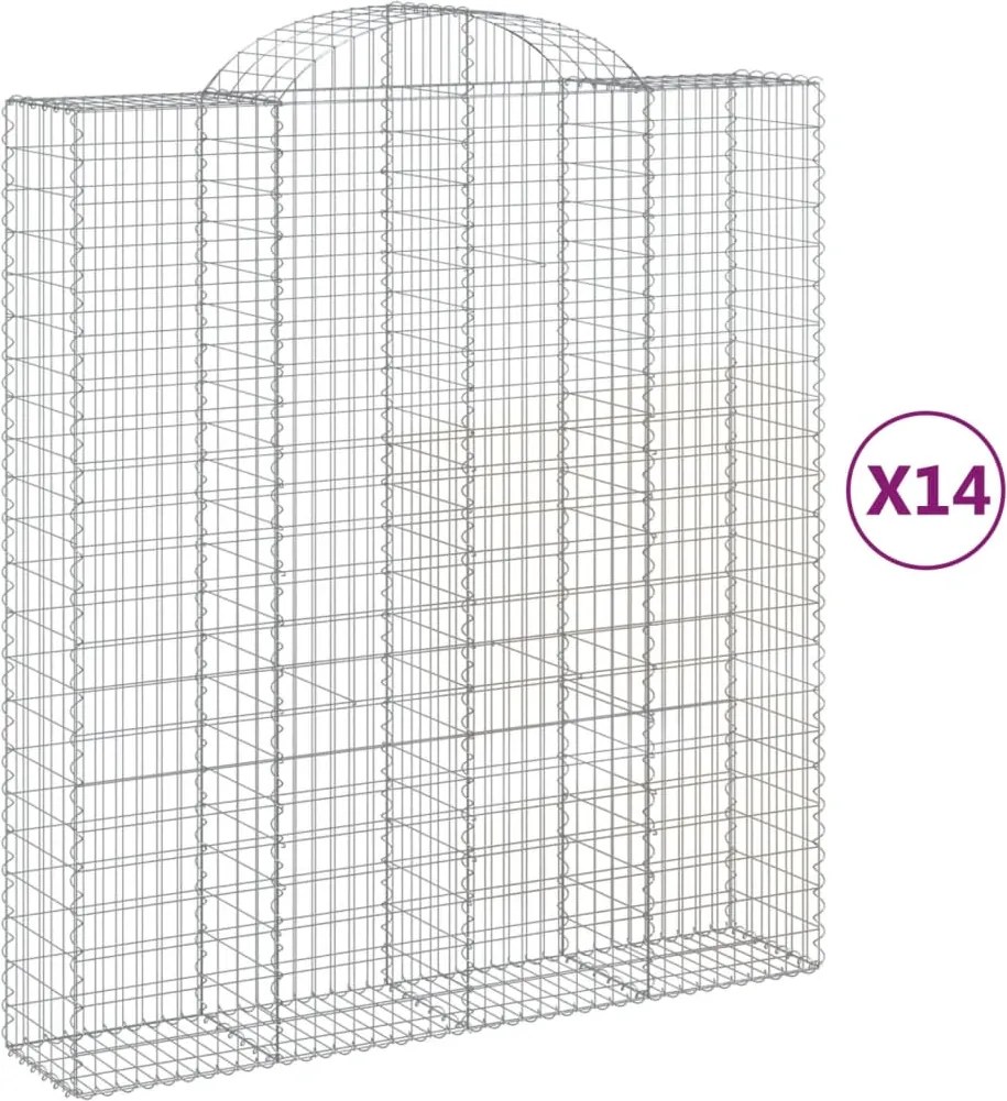 vidaXL Coșuri gabion arcuite, 14 buc 200x50x220/240cm, fier galvanizat