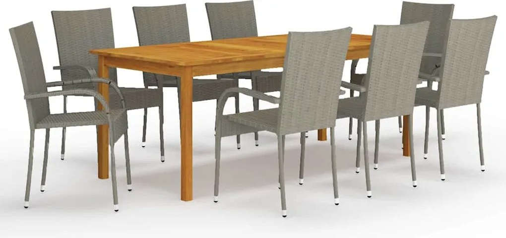 vidaXL Set mobilier de grădină, 9 piese, gri
