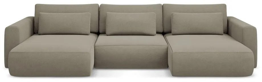 Colțar maro deschis extensibil/cu spațiu de depozitare (în formă de "U") Kapua – Makamii