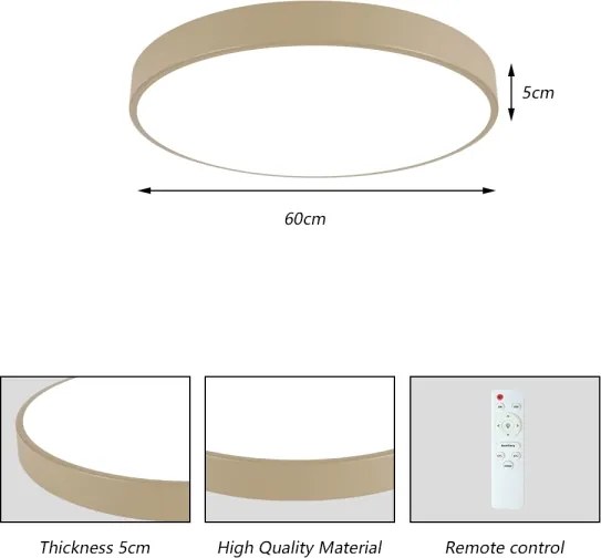 Brilagi - Lampă LED dimabilă POOL, 60 W, 230 V, 3000-6000 K, Ø 60 cm, bej, cu telecomandă