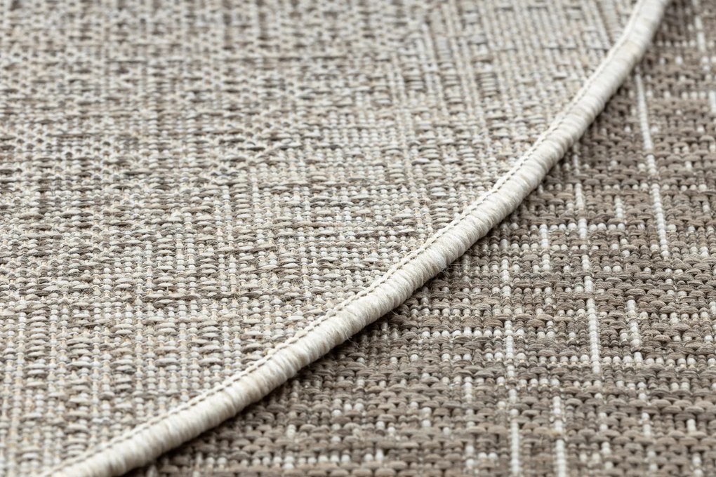 Covor sisal Floorlux cerc 20401 Cadru taupe si şampanie