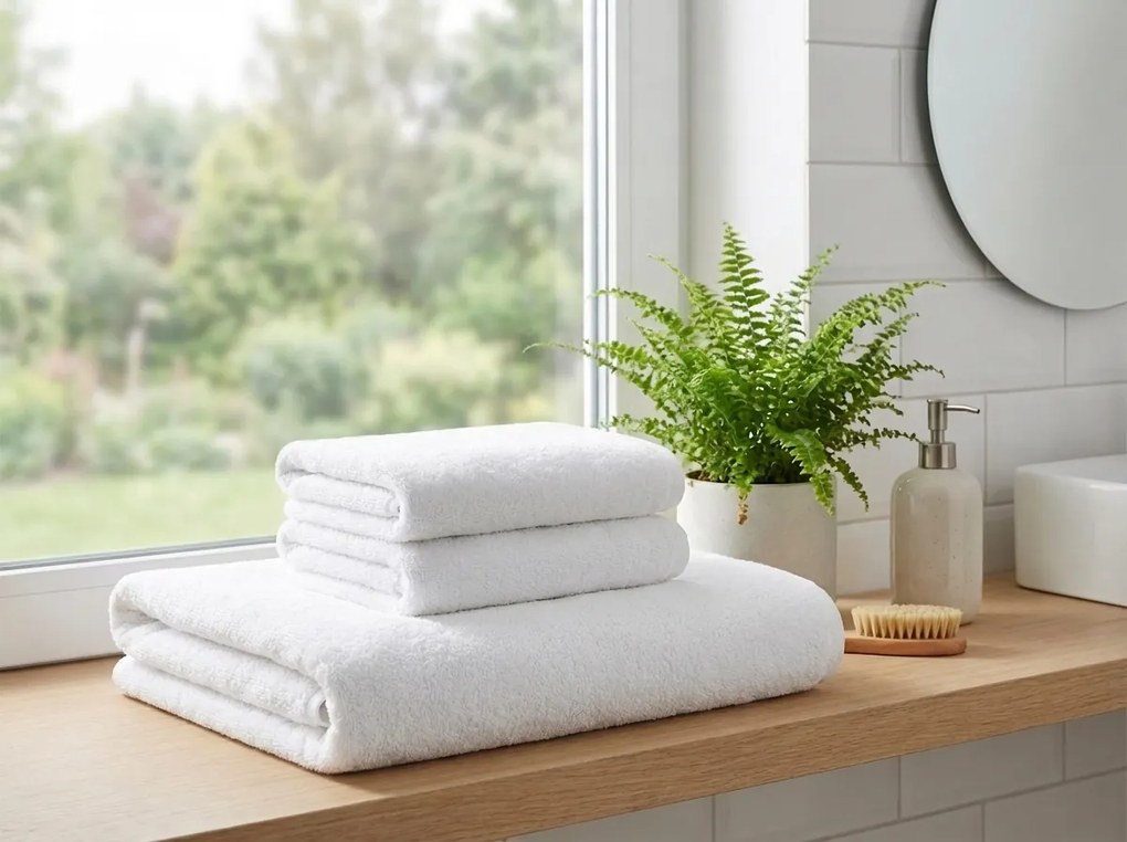 Prosop NORIELLE 50x90 cm alb, 100% bumbac