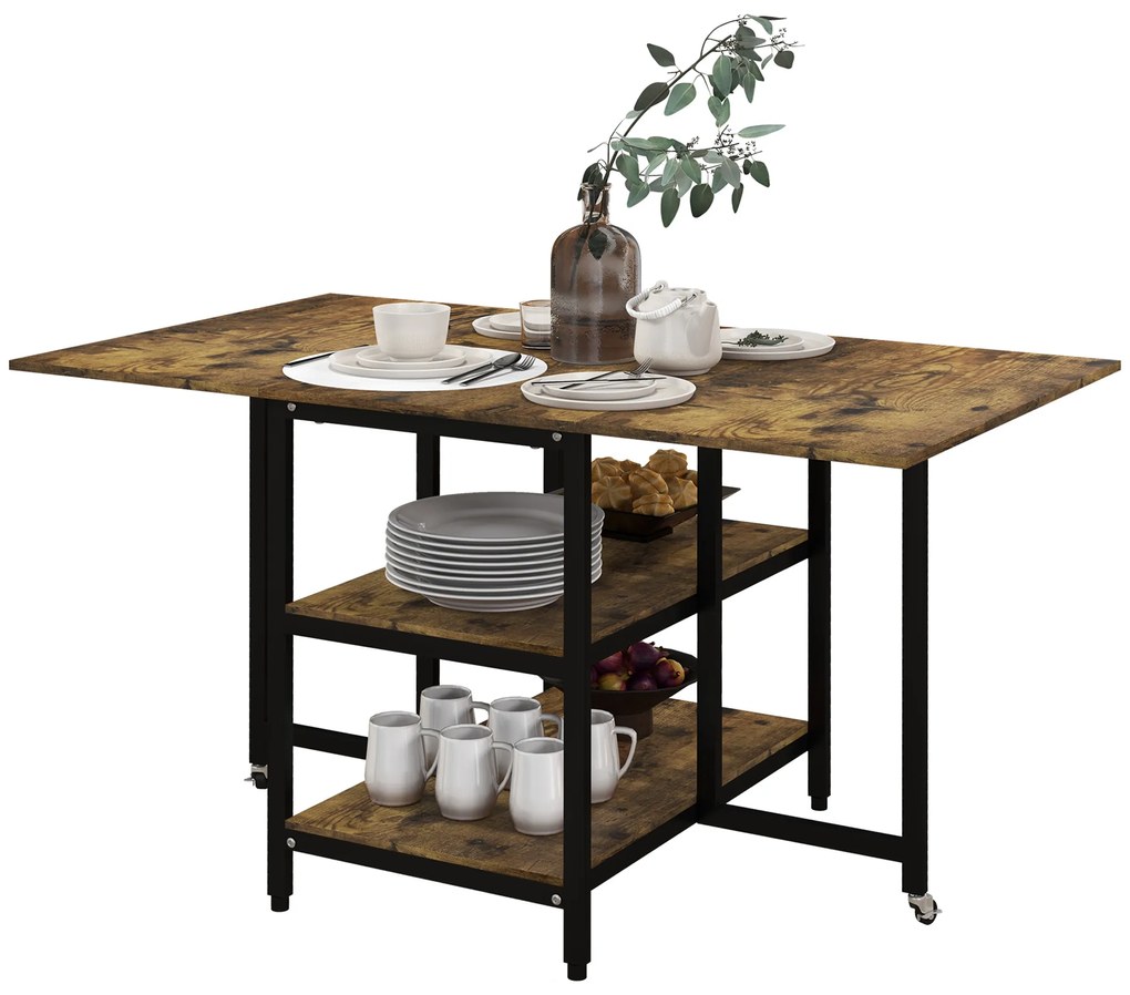 HOMCOM Masă Pliabilă Masă Extensibilă, Design Industrial, 140 cm x 80 cm x 75 cm | Aosom Romania