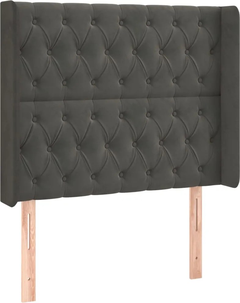 vidaXL Tăblie de pat cu aripioare gri închis 103x16x118/128 cm catifea