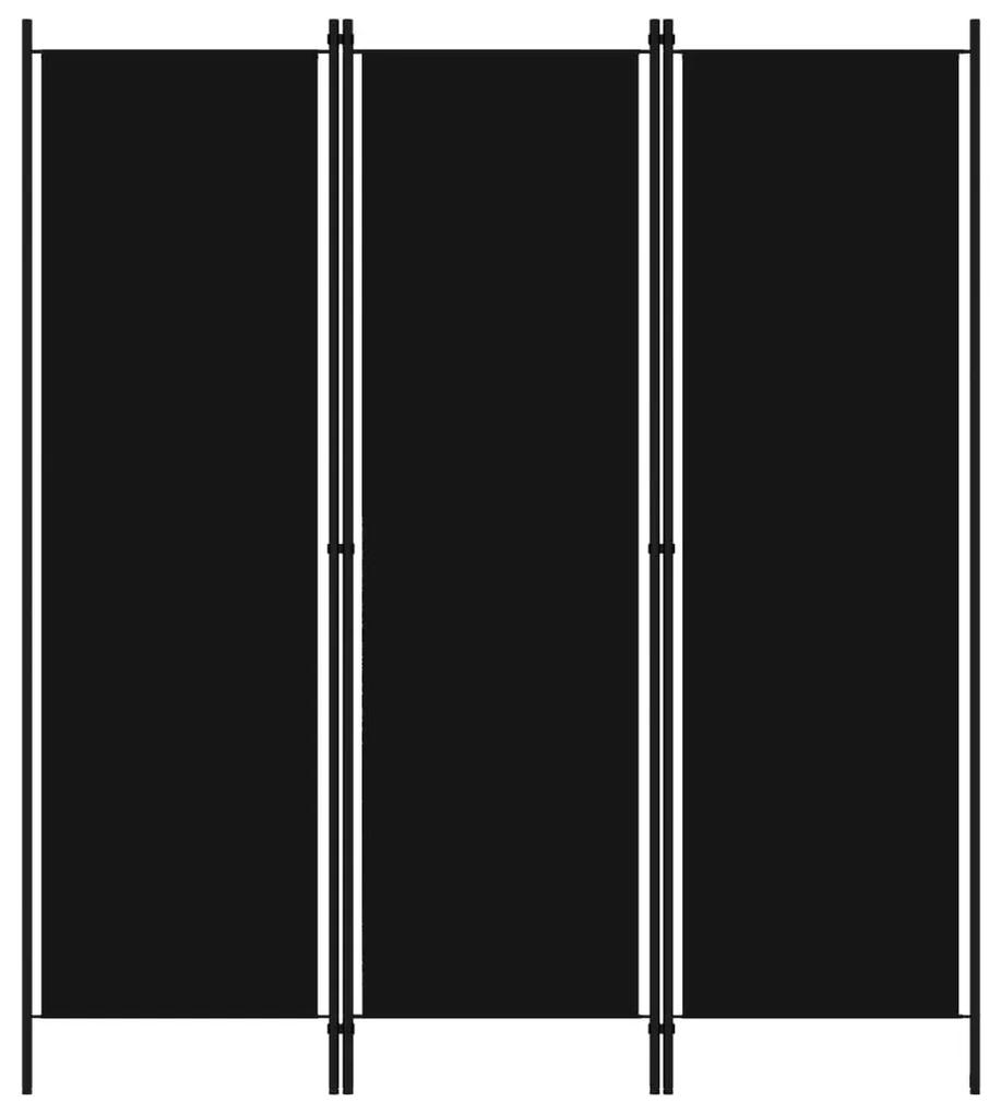320718 vidaXL Paravan de cameră cu 3 panouri, negru, 150 x 180 cm