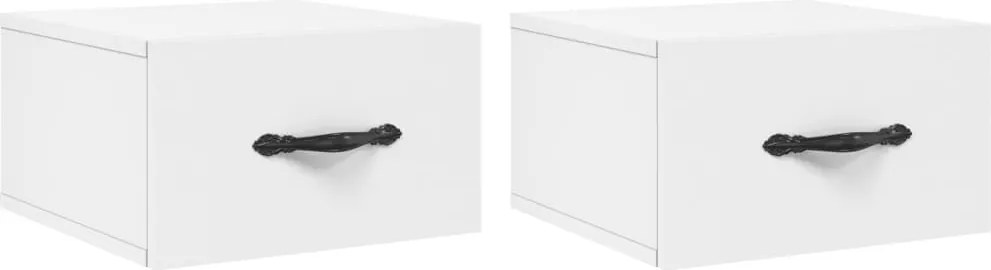 vidaXL Noptiere de perete, 2 buc., alb, 35x35x20 cm