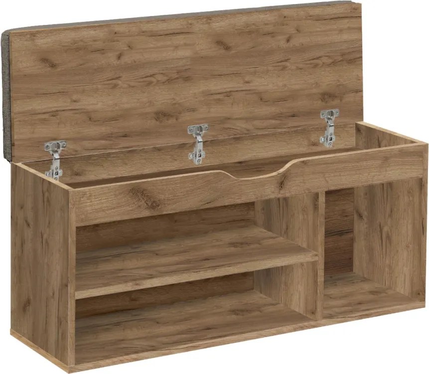 Suport pentru pantofi cu bancă, stejar artisan, FUDDY NEW