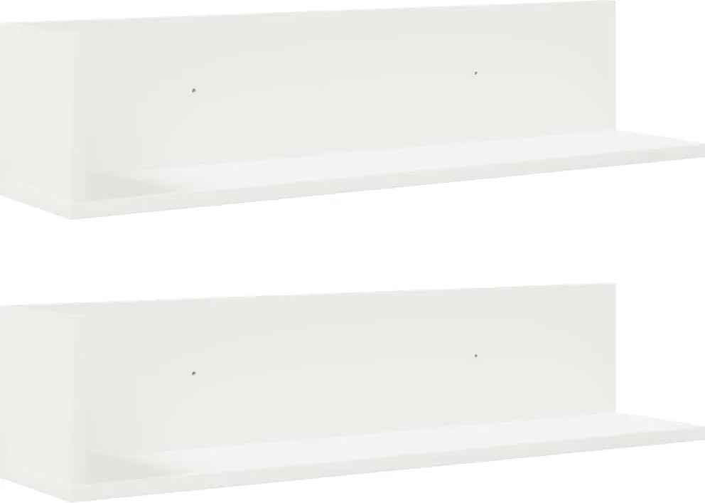 vidaXL Rafturi de perete, 2 buc., alb, 75x16,5x16,5 cm, lemn prelucrat