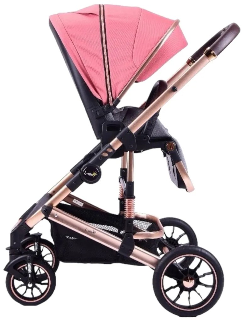 Carucior 3 in 1 reversibil, compact și pliabil, cu geanta inclusa, 0-36 luni - CPC-64-roz inchis
