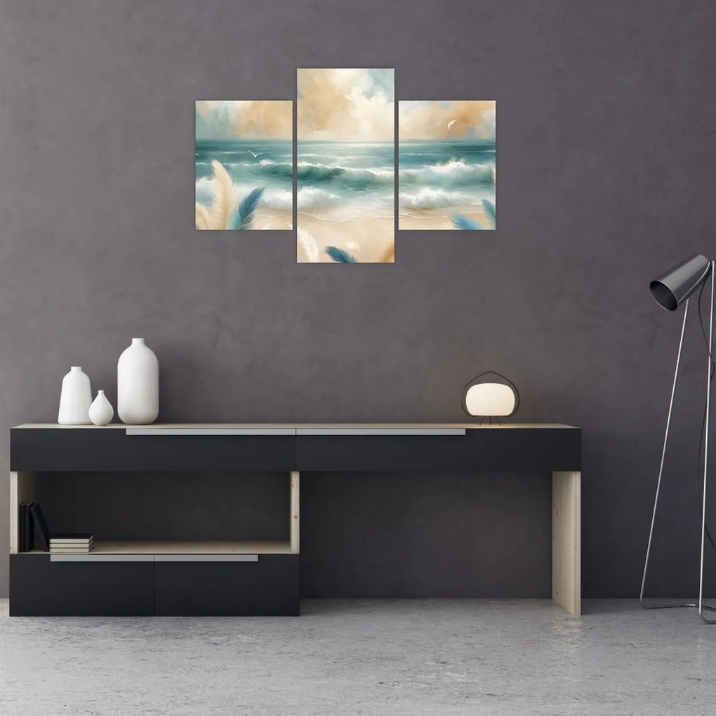 Tablou – Plajă pictată în culori delicate (90x60 cm)