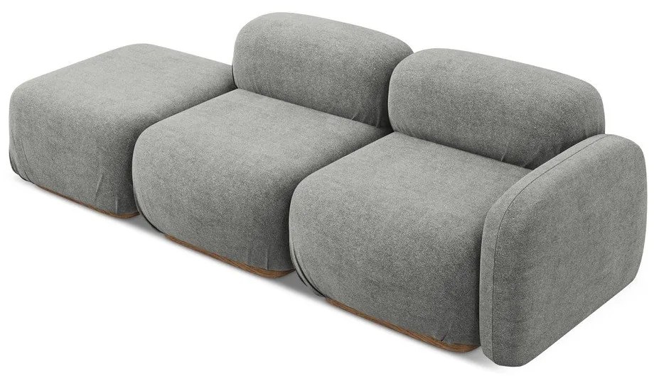 Șezlong modular gri cu tapițerie din țesătură bouclé (cu colț pe partea stângă) Ailani – Makamii