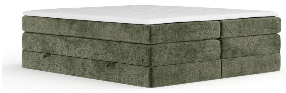 Pat boxspring verde închis cu spațiu de depozitare/fără tăblie 160x200 cm Juniper – Maison de Rêve