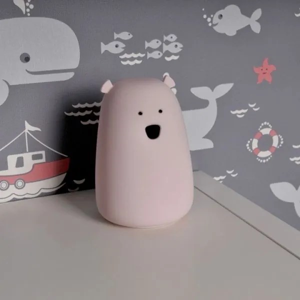 Lampă LED RGB pentru copii BEAR, tactilă, 0,8W, 5V, roz + USB