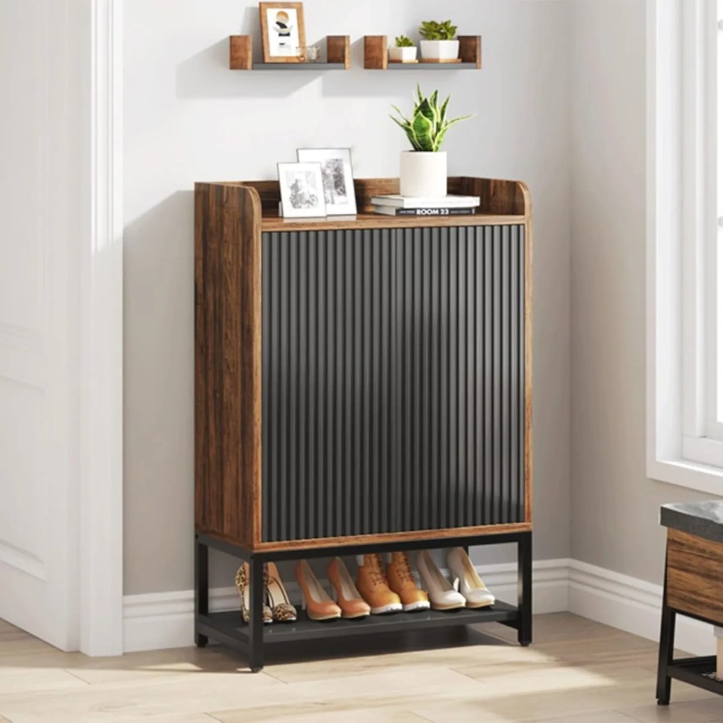 PANI6 - Pantofar 75 cm cu 5 rafturi, pantofare, depozitare pantofi, mobilier hol - Maro - Negru