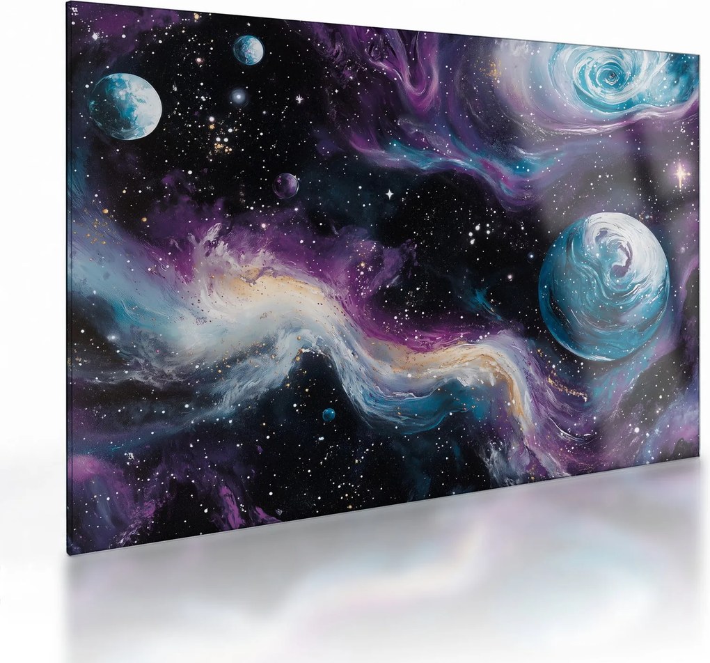 Tablou pe sticlă - Univers pictat (70x50 cm)
