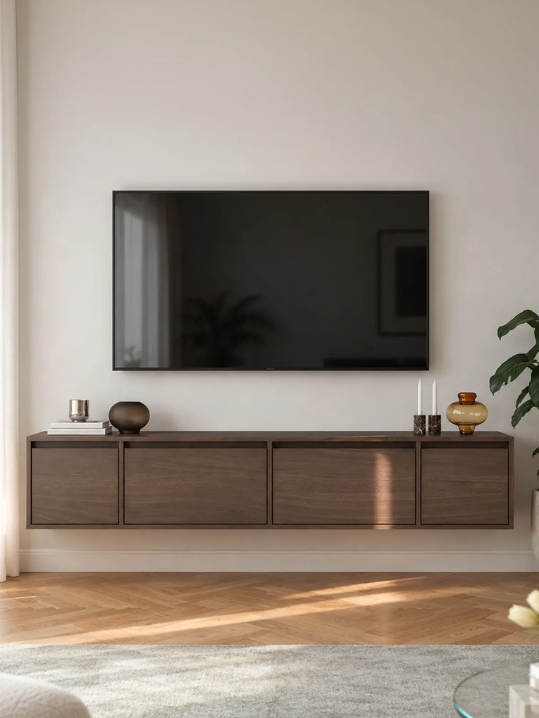 Comodă TV suspendată cu patru uși Zolia 180 cm - nuc elegant