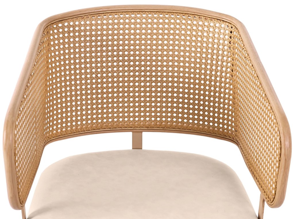 Set de 4 scaune de sufragerie cu spătar din ratan, Bej+Maro | Aosom Romania