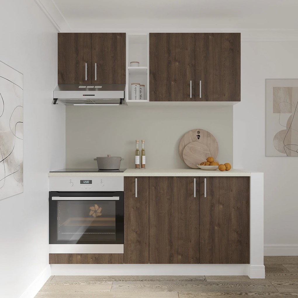 Set haaus V7, Stejar Bronz/Alb, Blat Thermo 28 mm, L 160 cm