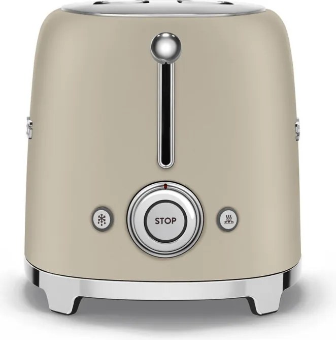 Prajitor de paine SMEG 50's Style TSF01MLMEU, 950 W, 2 felii, 6 trepte, Tava pentru firimituri, Cablu integrat, Otel inoxidabil, Bej