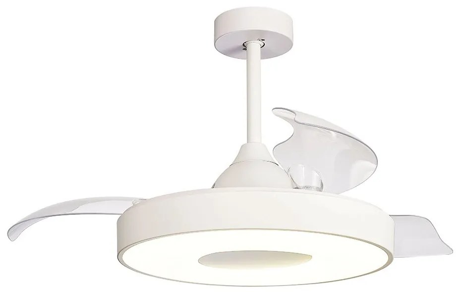 Lustra LED cu Ventilator si telecomanda COIN alb