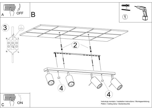 Spot RING 4xGU10/40W/230V