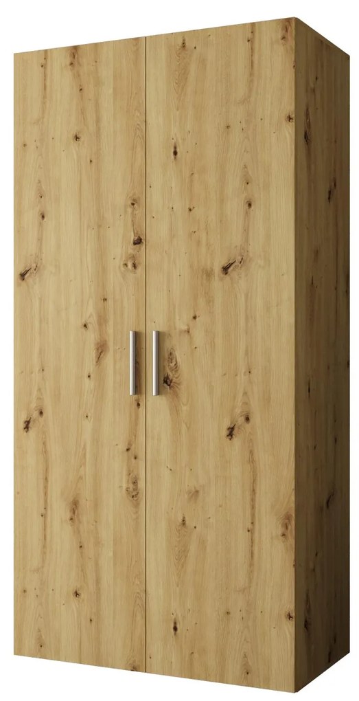 Dulap de haine 100 cm Borry 1 (Stejar artisan + Argintiu). 1125746