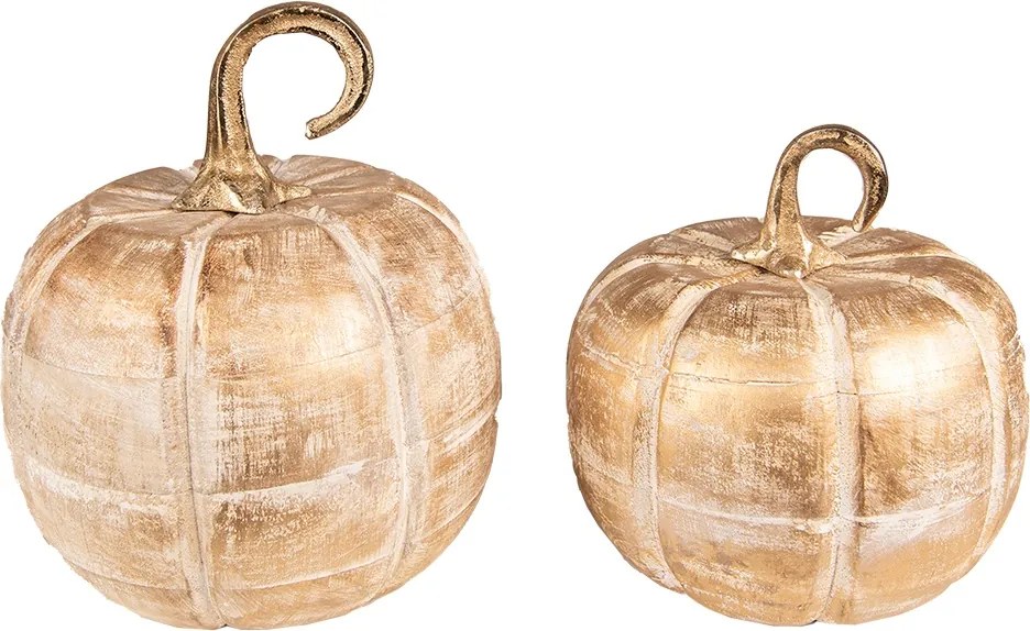 Dovleac decorativ, auriu, din lemn, H21 cm, Pumpkin