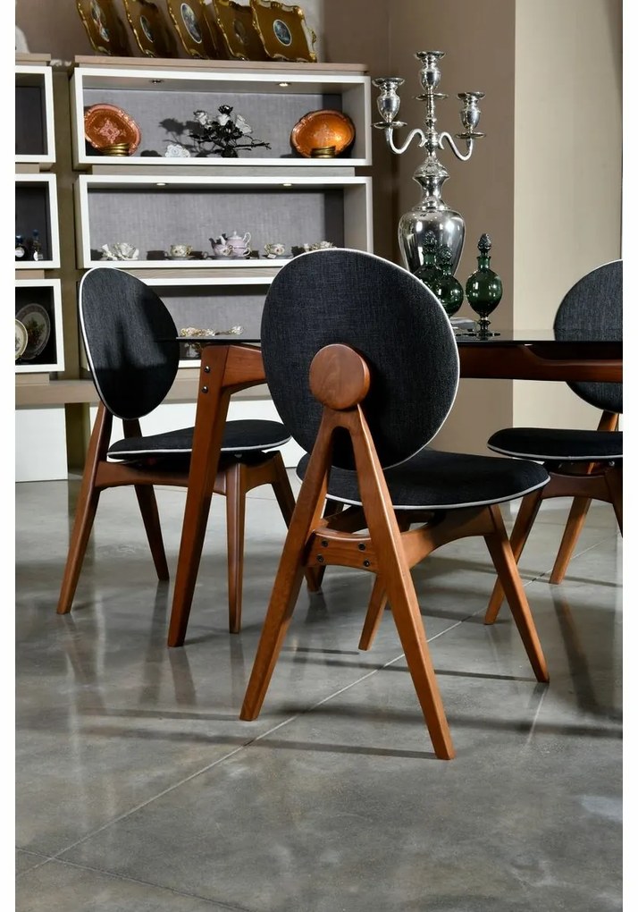 Set de scaune de sufragerie Touch Anthracite andWalnut, 2 buc.