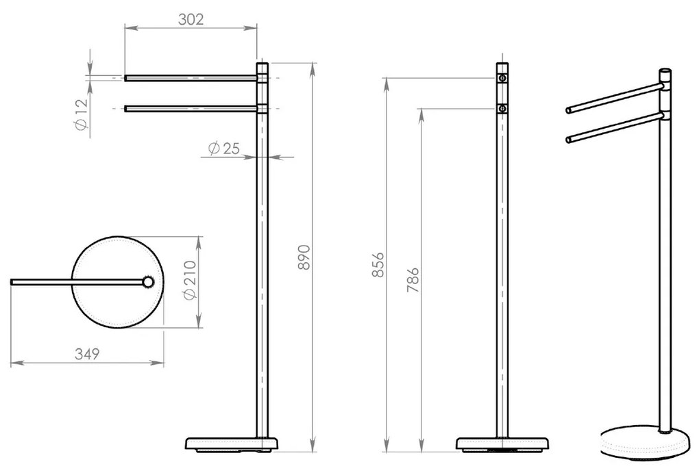 GEDY MM31 suport cu suport pentru prosoape, alb