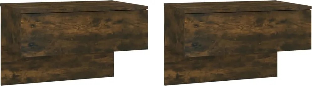 vidaXL Noptiere de perete, 2 buc., stejar fumuriu